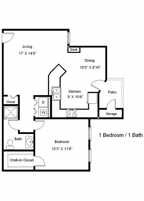 Lakeside Manor_1 Bedroom Floor Plan